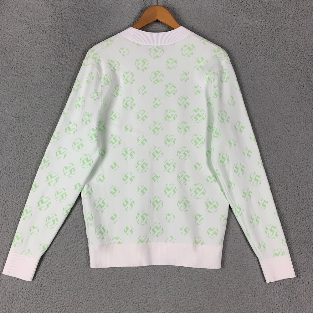 J.Lindeberg Gus Jacquard Knit Sweater Mens Large L Slim Mint Green Golf Monogram - Picture 4 of 9